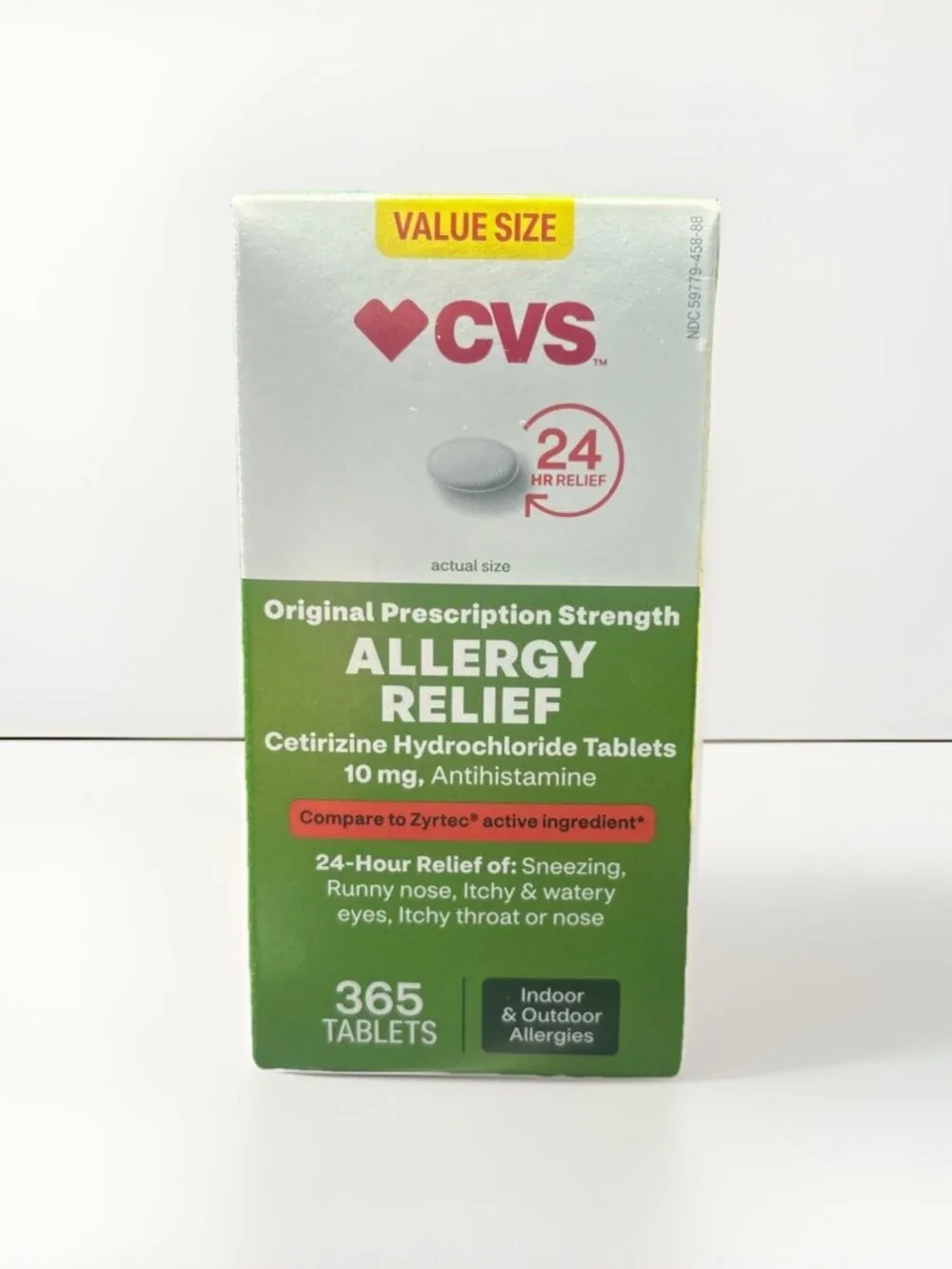CVS Health 24-Hour Allergy Relief Cetirizine Hydrochloride Tablets - 365 tablet